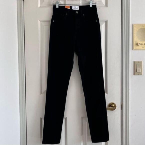 🚓 NWT Du/er Midweight Performance Denim High Rise Taper 90s Jean Black 25W 31L - Picture 2 of 12